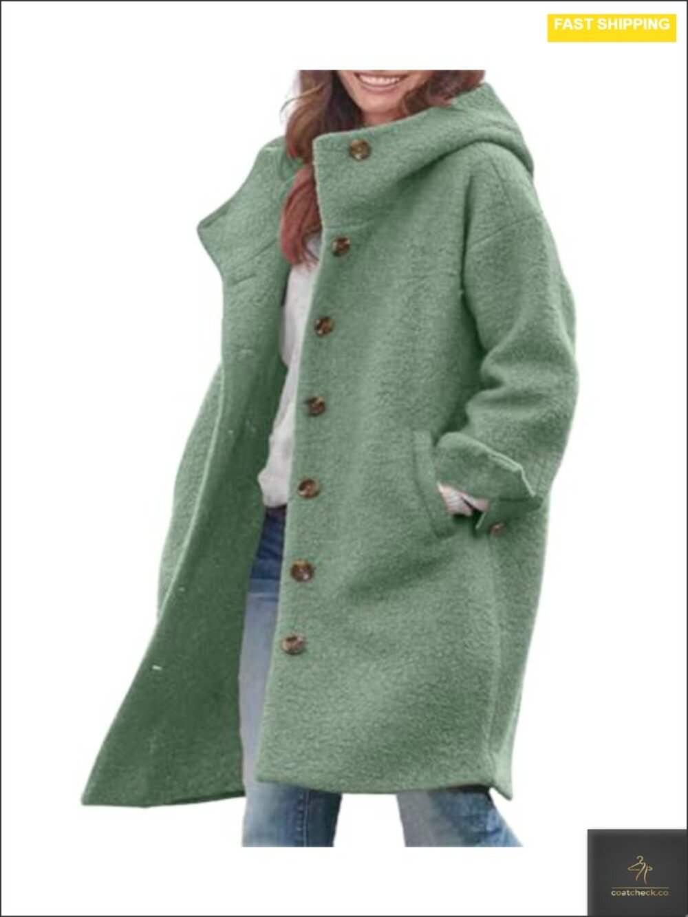 Wool Blend Long Trench Coat Hood Single Breasted Winter